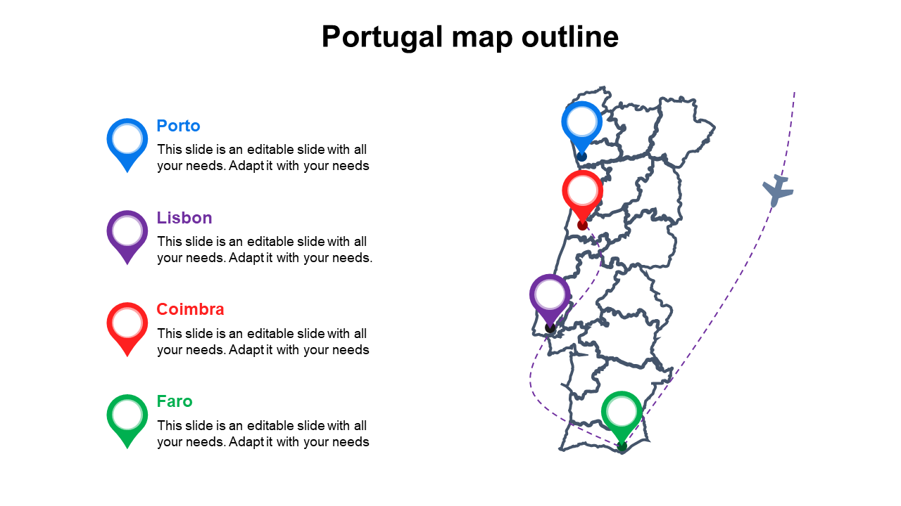 Portugal Map Outline PowerPoint Template